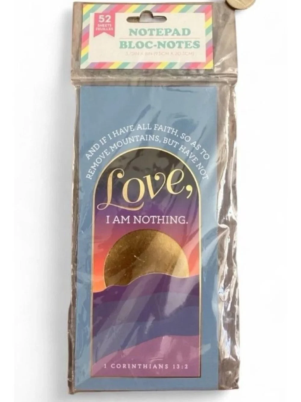Christian Faith Notepad 52 Sheets 3.75” x 8” Love I Am Nothing 1 Corinthians